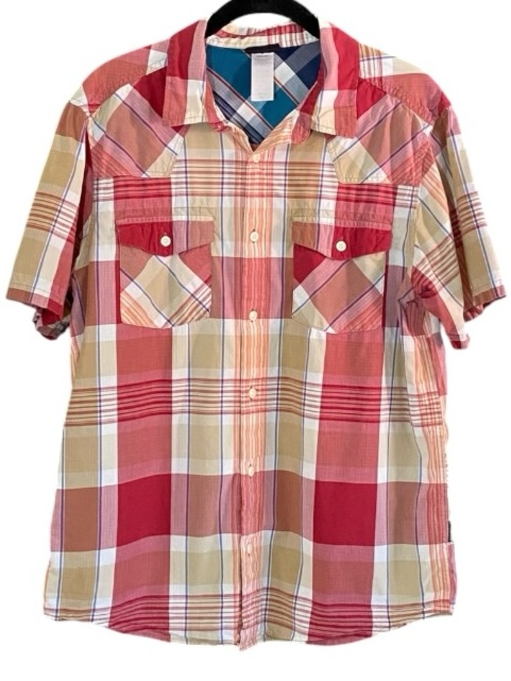 Patagonia Organic Cotton Mens Shirt M Plaid Short Sleeve Button Up Western
